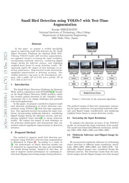Small Bird Detection using YOLOv7 with Test-Time Augmentation