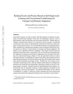 Relating Events and Frames Based on Self-Supervised Learning and
  Uncorrelated Conditioning for Unsupervised Domain Adaptation