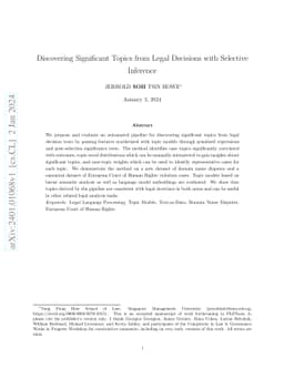 Discovering Significant Topics from Legal Decisions with Selective
  Inference