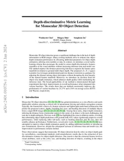 Depth-discriminative Metric Learning for Monocular 3D Object Detection