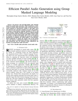 Efficient Parallel Audio Generation using Group Masked Language Modeling