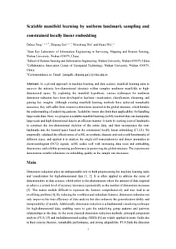 Scalable manifold learning by uniform landmark sampling and constrained
  locally linear embedding