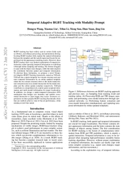 Temporal Adaptive RGBT Tracking with Modality Prompt