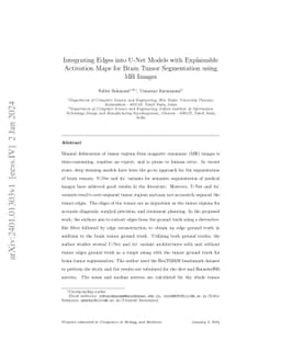 Integrating Edges into U-Net Models with Explainable Activation Maps for
  Brain Tumor Segmentation using MR Images