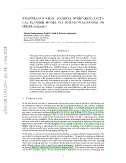 SwapTransformer: highway overtaking tactical planner model via imitation
  learning on OSHA dataset