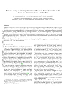 Human Leading or Following Preferences: Effects on Human Perception of
  the Robot and the Human-Robot Collaboration