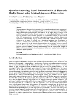 Question-Answering Based Summarization of Electronic Health Records
  using Retrieval Augmented Generation