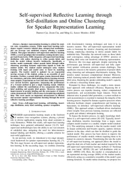 Self-supervised Reflective Learning through Self-distillation and Online
  Clustering for Speaker Representation Learning