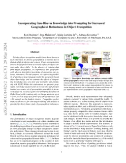 Incorporating Geo-Diverse Knowledge into Prompting for Increased
  Geographical Robustness in Object Recognition