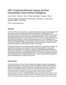 AIRI: Predicting Retention Indices and their Uncertainties using
  Artificial Intelligence