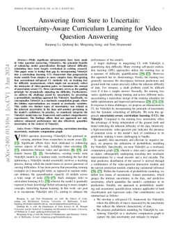 Answering from Sure to Uncertain: Uncertainty-Aware Curriculum Learning
  for Video Question Answering