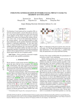 Enhancing Generalization of Invisible Facial Privacy Cloak via Gradient
  Accumulation