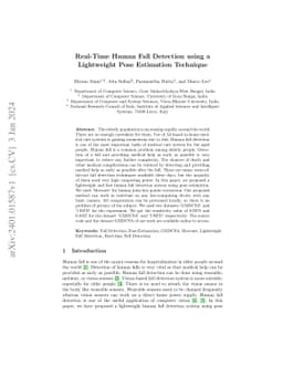 Real-Time Human Fall Detection using a Lightweight Pose Estimation
  Technique