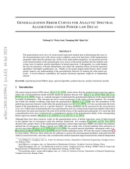 Generalization Error Curves for Analytic Spectral Algorithms under
  Power-law Decay