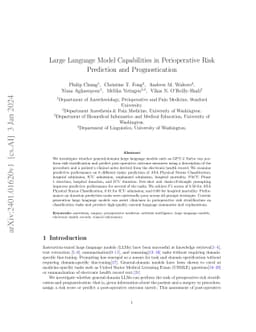 Large Language Model Capabilities in Perioperative Risk Prediction and
  Prognostication
