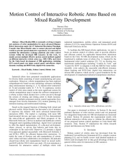 Motion Control of Interactive Robotic Arms Based on Mixed Reality
  Development