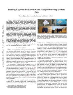 Learning Keypoints for Robotic Cloth Manipulation using Synthetic Data
