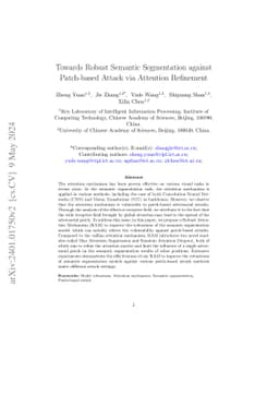 Towards Robust Semantic Segmentation against Patch-based Attack via
  Attention Refinement