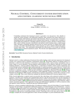 Neural Control: Concurrent System Identification and Control Learning
  with Neural ODE