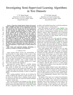 Investigating Semi-Supervised Learning Algorithms in Text Datasets
