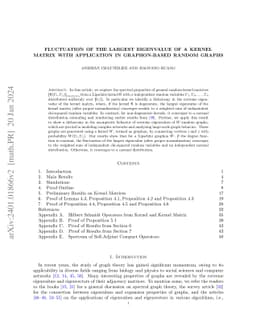 Fluctuation of the Largest Eigenvalue of a Kernel Matrix with
  application in Graphon-based Random Graphs