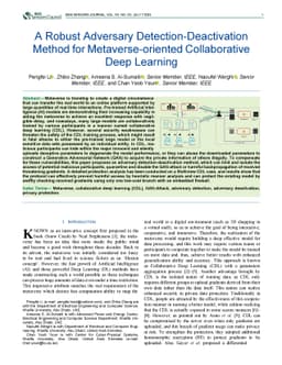 A Robust Adversary Detection-Deactivation Method for Metaverse-oriented
  Collaborative Deep Learning