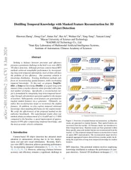 Distilling Temporal Knowledge with Masked Feature Reconstruction for 3D
  Object Detection
