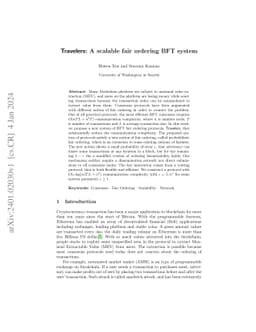 Travelers: A scalable fair ordering BFT system