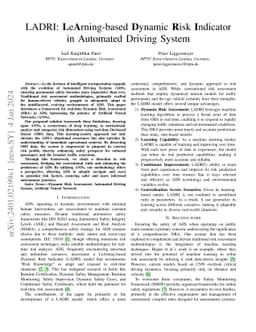 LADRI: LeArning-based Dynamic Risk Indicator in Automated Driving System