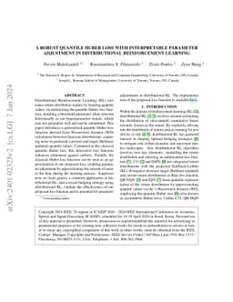 A Robust Quantile Huber Loss With Interpretable Parameter Adjustment In
  Distributional Reinforcement Learning
