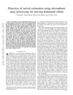 Direction of Arrival Estimation Using Microphone Array Processing for
  Moving Humanoid Robots