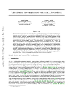 Generating synthetic data for neural operators