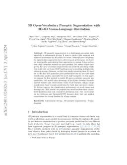 3D Open-Vocabulary Panoptic Segmentation with 2D-3D Vision-Language
  Distillation
