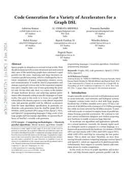 Code Generation for a Variety of Accelerators for a Graph DSL
