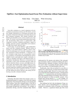 OptFlow: Fast Optimization-based Scene Flow Estimation without
  Supervision