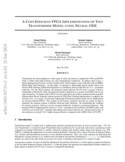 A Cost-Efficient FPGA Implementation of Tiny Transformer Model using
  Neural ODE