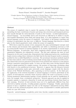 Complex systems approach to natural language