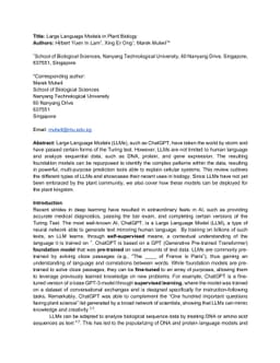Large Language Models in Plant Biology