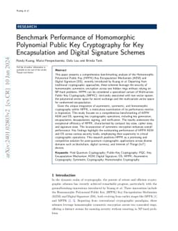 Benchmark Performance of Homomorphic Polynomial Public Key Cryptography
  for Key Encapsulation and Digital Signature Schemes