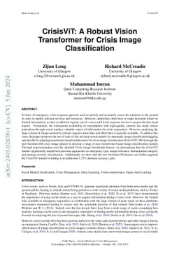 CrisisViT: A Robust Vision Transformer for Crisis Image Classification