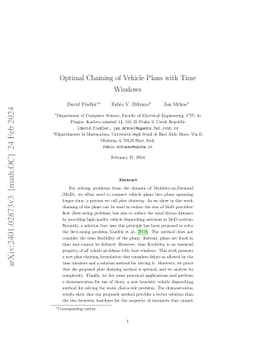 Optimal Chaining of Vehicle Plans with Time Windows