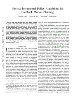 iPolicy: Incremental Policy Algorithms for Feedback Motion Planning