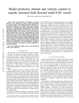 Model predictive altitude and velocity control in ergodic potential
  field directed multi-UAV search