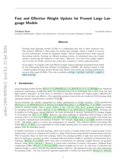 Fast and Optimal Weight Update for Pruned Large Language Models