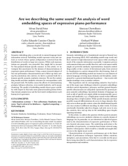 Are we describing the same sound? An analysis of word embedding spaces
  of expressive piano performance