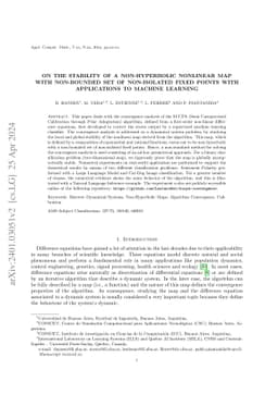 On the Stability of a non-hyperbolic nonlinear map with non-bounded set
  of non-isolated fixed points with applications to Machine Learning