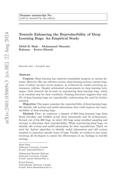 Towards Enhancing the Reproducibility of Deep Learning Bugs: An
  Empirical Study