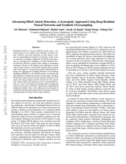 Advancing DDoS Attack Detection: A Synergistic Approach Using Deep
  Residual Neural Networks and Synthetic Oversampling