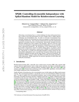SPQR: Controlling Q-ensemble Independence with Spiked Random Model for
  Reinforcement Learning