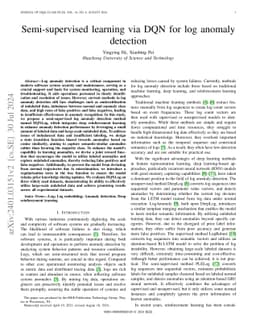 Semi-supervised learning via DQN for log anomaly detection